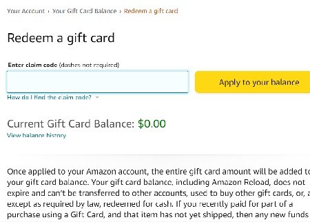 How to use Love2shop gift card on Amazon