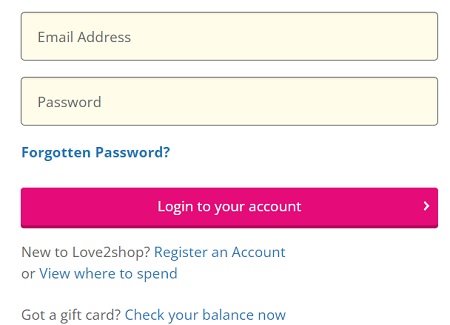 How to use Love2shop card online