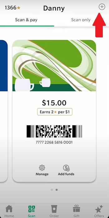 add payment method option in Starbucks app